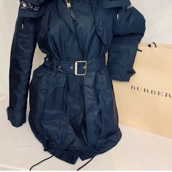 BURBERRY NWT Chevrington Hooded Parka Quilted Puffer Jacket Trench 3 In 1 Sz 12